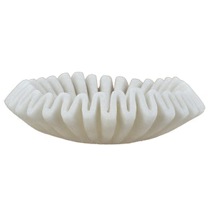 D9.5x2.5' Wavy Sand and Resin Bowl with Textured White Finish