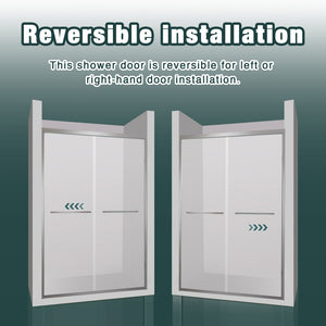 56-60"x74" Aluminum Frame Double Sliding Shower Door