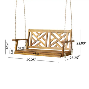 Alejandro Acacia Wood Porch Swing with Slat Panel Seating
