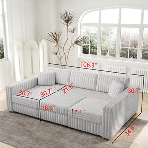106.3" U-Shaped 6-Person Sofa with Ottoman