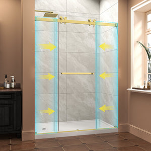 55"-60" W x 76" H Brushed Frameless Shower Door