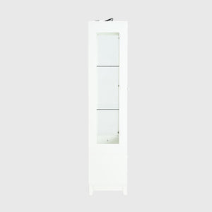 Modern Upholstered Glass Display Cabinet With Adjustable LED Light - White