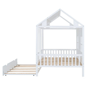 House Bed With Twin Size Trundle, Daybed