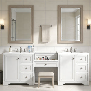 Double Sink Bathroom Vanity With Countertop, 2 Ceramic Sinks, 6 Drawers