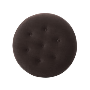 Yolanda 24" Round Upholstered Accent Ottoman - Deep Brown Velvet