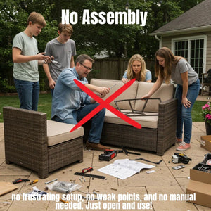 Modern Style Hdpe Wicker Seating Group With Cushions For 3 People In Brown Finish
