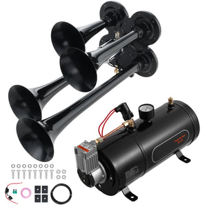Train Horns Kit, 4 Trumpet Air Horn Kit, 150dB for Pickup Trucks