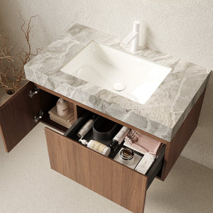 MURI 36" Bathroom Vanity & Sink, Floating Plywood Storage Cabinet with Drawer & Door