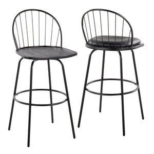 Riley - Claire Farmhouse Fixed Height Barstool With Swivel With Round Footrest (Set of 2)