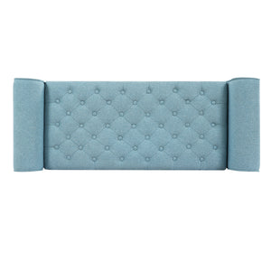 Light Blue Tufted Storage Bench