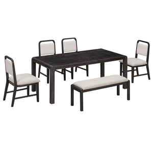 Extendable Dining Table Set With 4 Upholstered Chairs And 1 Bench