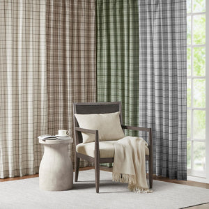 Plaid Rod Pocket and Back Tab Curtain Panel with Fleece Lining