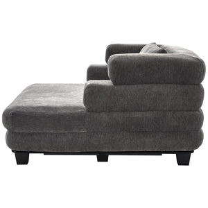 Oversized Chaise Lounge Sofa Bed with Deep Seat and Layered Armrests