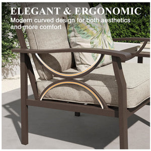 All-Weather Armchairs With Cushions, Modern Sculptural Design (Set of 2)