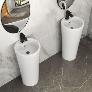 15" Pedestal Sink With Space Saving Design, Smooth Non Porous Surface For Powder Rooms - White