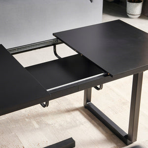 Square Extendable Dining Table With Metal Leg, Modern Space Saving Kitchen Table For Living Room