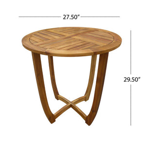 3-Piece Outdoor Dining Set with Teak Finish Acacia Wood Table & Wicker Chairs
