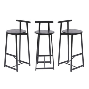 Modern Bar Stools With Backrest For Kitchen (Set of 3)