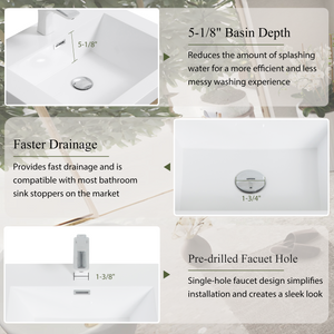 30" Wall-Mounted Bathroom Vanity with Sink, Floating Storage Cabinet