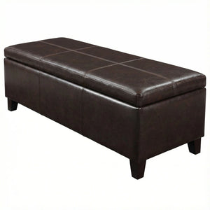 Rectangle Storage Ottoman Bench For Living Room - Brown