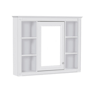 Wall Mounted Medicine Cabinet With Mirror, Storage Cabinet Featuring 6 Open Shelves And Adjustable Interior