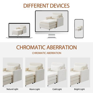 54" Plush Cloud Sofa: Modular Single + Ottoman Sofa with 22"