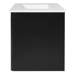 Floating Bathroom Vanity With Oval Knobs & Round Edge, Soft Close Drawer Slides