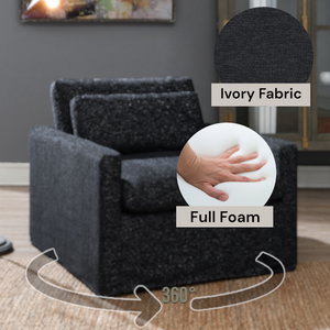 Frederick Dark Gray Fabric Swivel Chair with Pillow