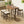 Outdoor Acacia Wood Bar Height Table and Eight Stools with Cushions