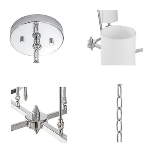 6-Light Chandelier with Fabric Drum Shades