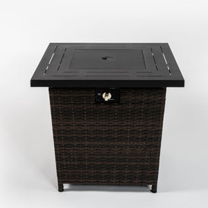 Square Fire Pit Table - Black Brown