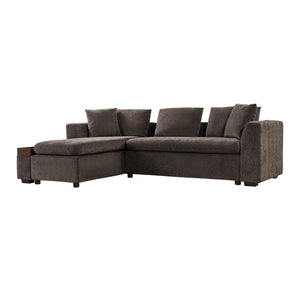 Modern L Shaped Sectional Sofa With Upholstery And Wooden Storage