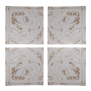 Distressed Wooden Square Wall Panels (Set of 4) - White