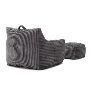 Giant Bean Bag Chair With Armrests And Footstool