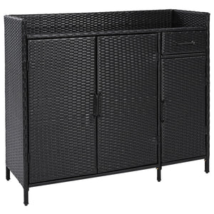K&K 47.5"W Wicker Outdoor Storage Cabinet with Tempered Glass Top