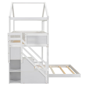 House Style Bunk Bed With Storage Staircase And board