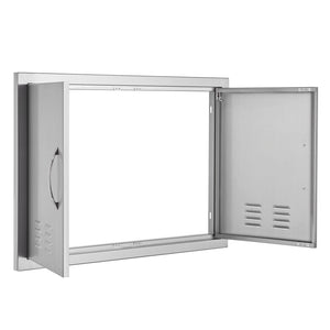 BBQ Access Door, 30W x 21H Inch Double Stainless Steel Outdoor Kitchen Door