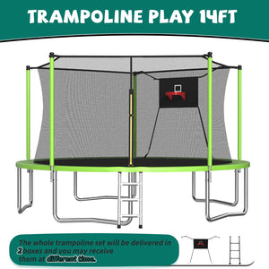 14FT Sports Fitness Trampoline with Enclosure Net