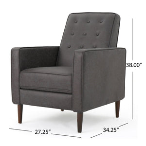 Macedonia Mid Century Modern Button Tufted Fabric Recliner - Slate