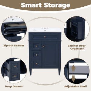 24'' Bathroom Vanity with Top Sink and Storage Cabinet