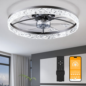 23.6" Ceiling Fan with Lights, Remote and App Control