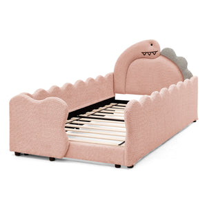 Cute Dinosaur Shaped Bed With Safety Guardrail, Toddler Frame