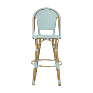 29.5' Outdoor PE Rattan and Aluminum French Barstools, Set of 2