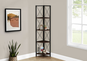 4-Tier Corner Bookshelf with Marble Look and Metal Frame