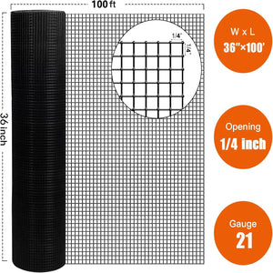 Vinyl Coated Hardware Cloth, Welded Wire Fence For Poultry And Home Improvement - Black