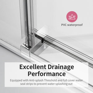 Frameless Sliding Shower Door With Soft- Close, 3 / 8" Tempered Glass
