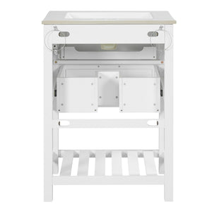 Modern Bathroom Vanity With Integrated Sink, Cabinet With 1 Deep Drawer And 1 Tip-Out Drawer