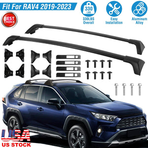 Car Roof Rack Cross Bars Aluminum Alloy Cargo Carrier Rooftop Crossbars Fit for Toyota RAV4 2019-2024 with Side Rails for Cargo Carrier Bag Kayak Bike
