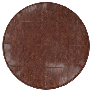 Connor 34" Round Coffee Table Pouf - Distressed Brown