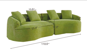 110-Inch Curved Sofa for Living Room, Oversized Recliner